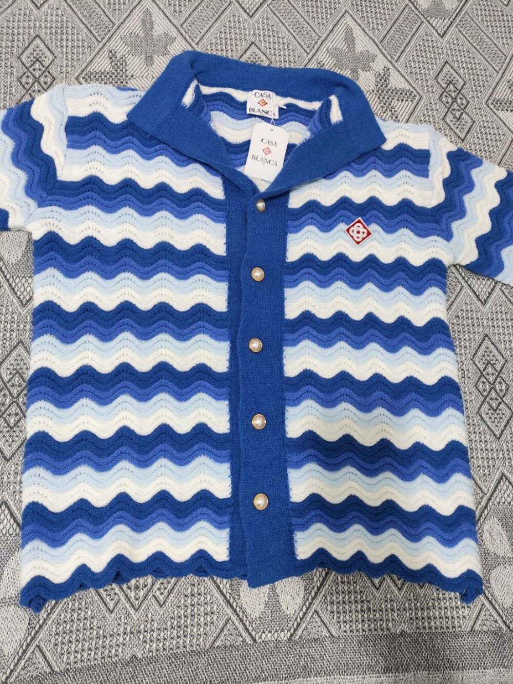 Casablanca Wavy Openwork Knit Cardigan and Shorts Set - Picture 3 of 12